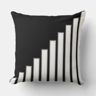 Coussin Bandes blanches en forme de croissant sur fond noi