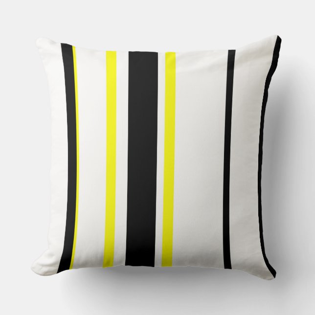 Coussin Bandes blanches et grises noires (Recto)