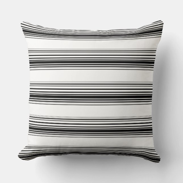 Coussin Bandes blanches noires modernes (Recto)
