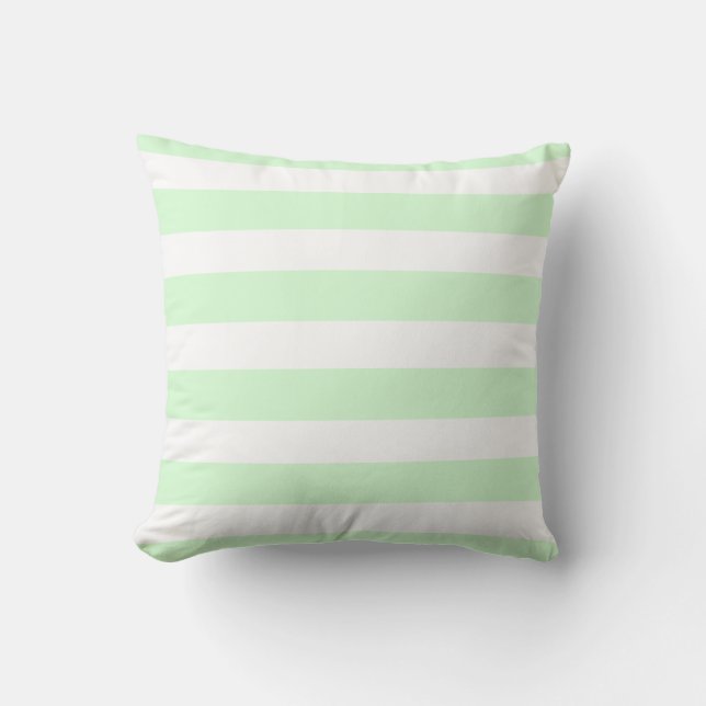 Coussin Bandes blanches vert clair classique (Recto)