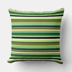 Coussin Bandes blanches vert mignonne