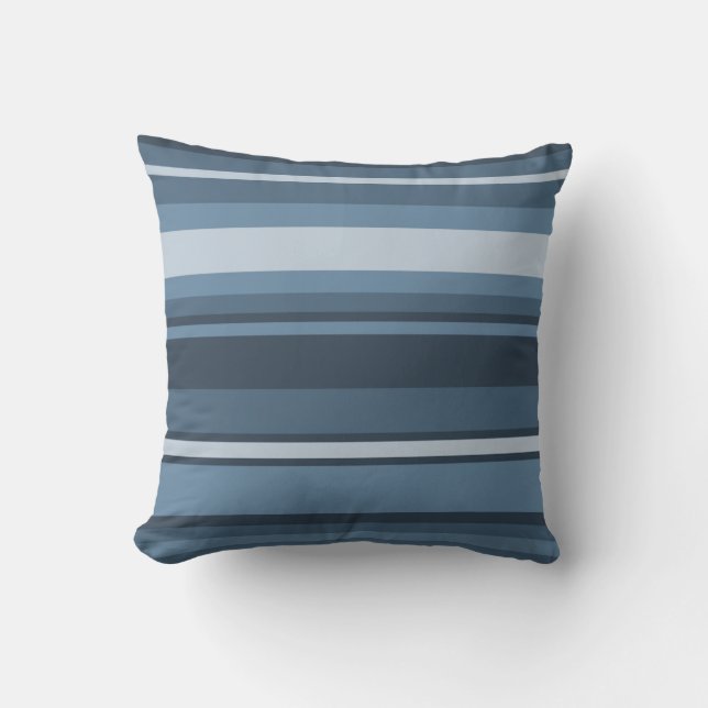 Coussin Bandes bleu gris (Recto)