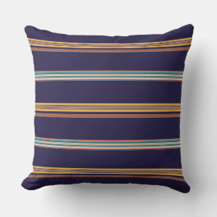 Coussin Bandes bleu rétro