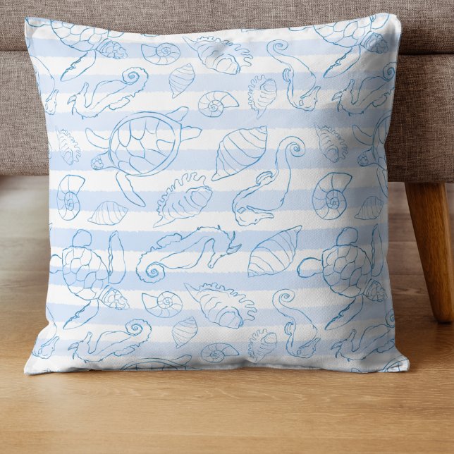 Coussin Bandes bleues côtières garçon à la mer bientôt Bab (Créateur téléchargé)