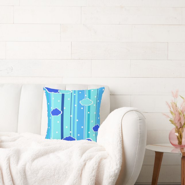 Coussin bandes bleues nuages points (Canapé)