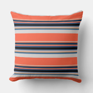 Coussin Bandes bleues orange
