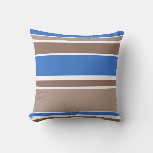 Coussin Bandes Brown et bleues (Recto)