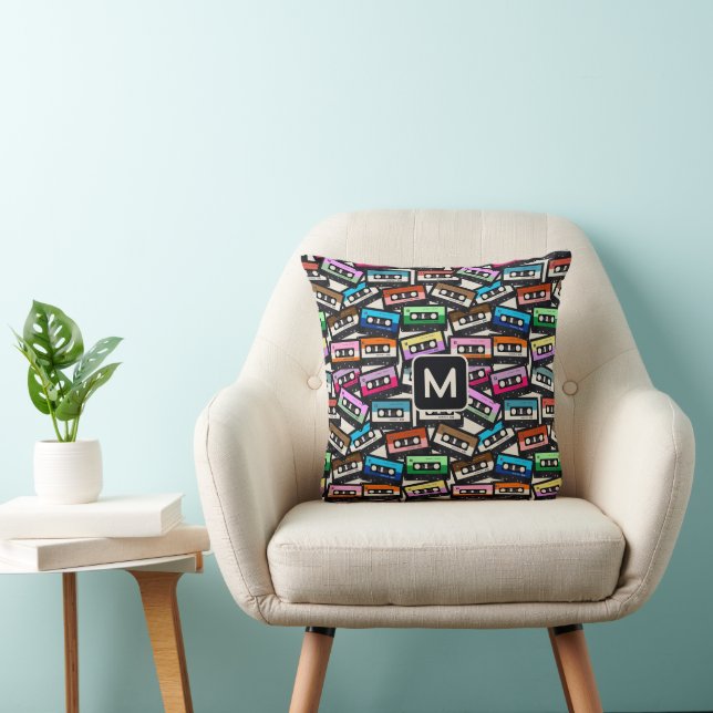 Coussin Bandes cascade monographique rétro personnalisées (Chaise)