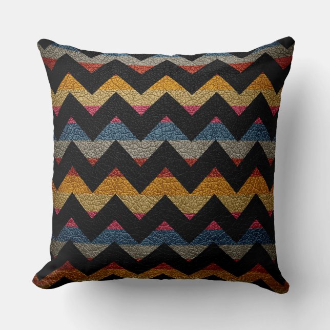 Coussin Bandes Chevron couleur cuir #6 (Recto)