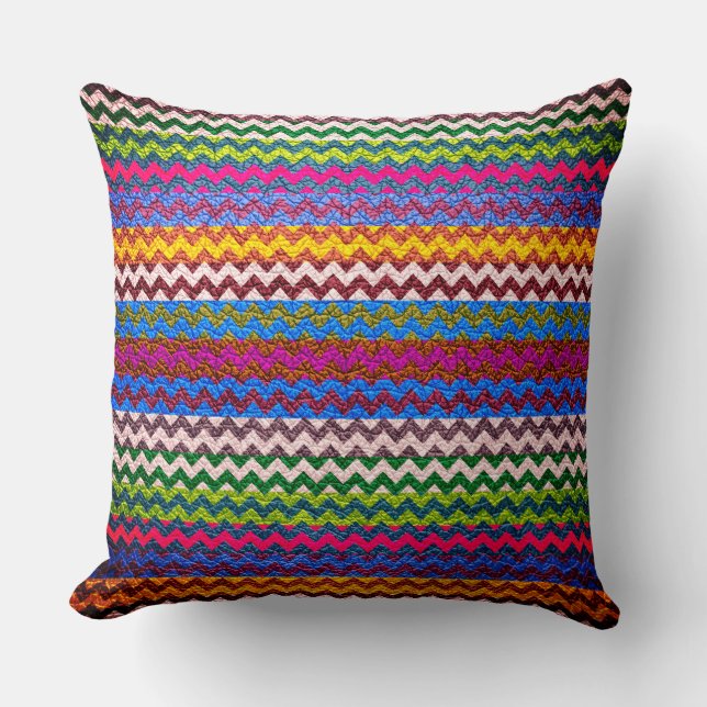 Coussin Bandes colorées Chevron #5 (Recto)