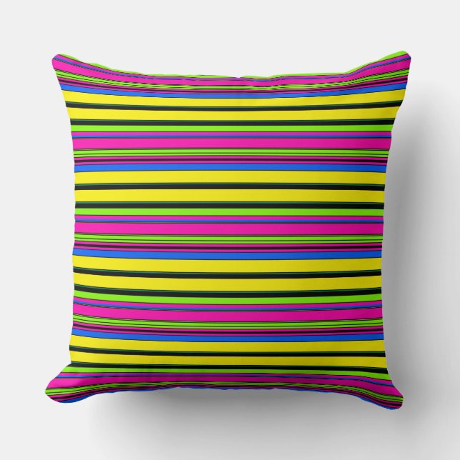 Coussin Bandes colorées jaunes mignonnes (Recto)