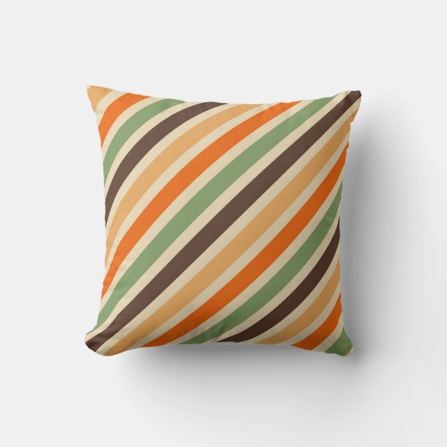 Coussin Bandes Colorées Style Rétro Groovy Funky (Recto)