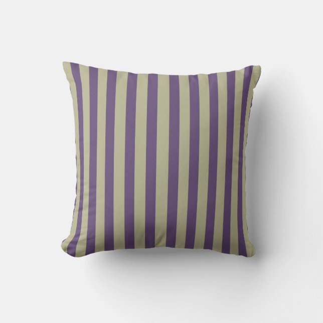 Coussin Bandes coordonnées violettes et beiges (Recto)
