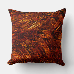 Coussin Bandes courbes Abstraites aux teintes dorées rouge