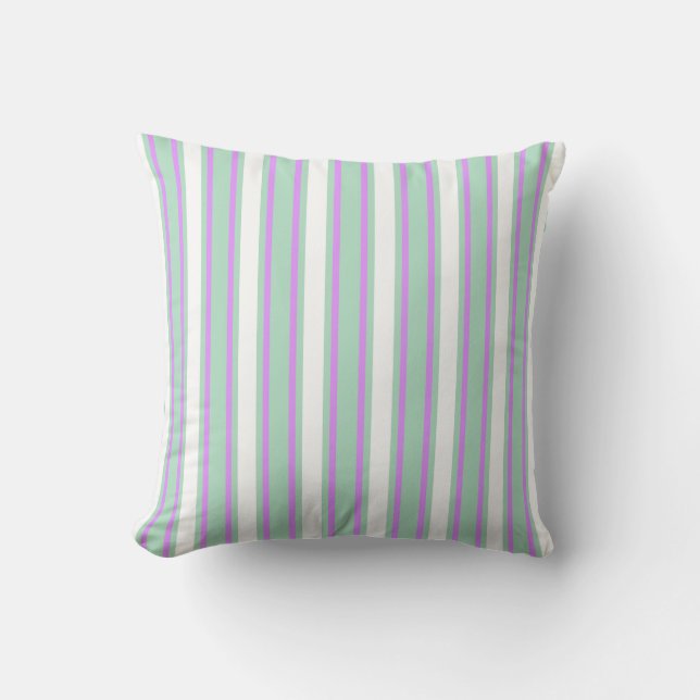 Coussin Bandes de bonbons à la menthe et au lilas (Recto)