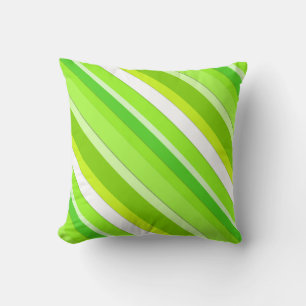 Coussin Bandes de bonbons en couches - vert citron et blan