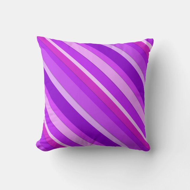 Coussin Bandes de bonbons en couches - violet et orchidée (Recto)