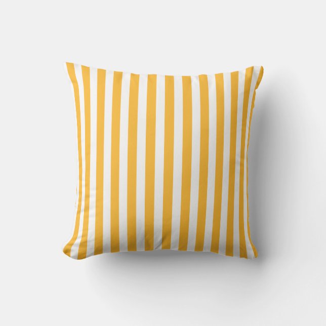 Coussin Bandes de bonbons jaune et blanc ensoleillé (Recto)