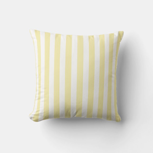 Coussin Bandes de bonbons jaunes et blancs (Recto)
