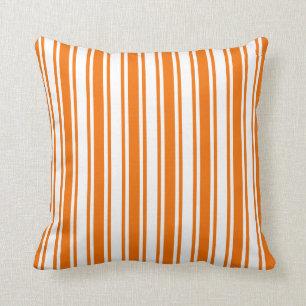 Coussin Bandes de bonbons orange et blanc