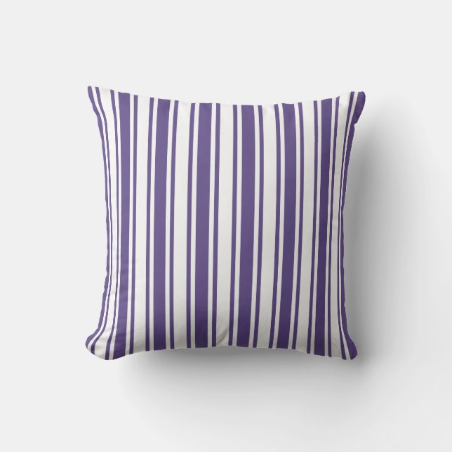 Coussin Bandes de bonbons ultra violettes et blanches (Recto)
