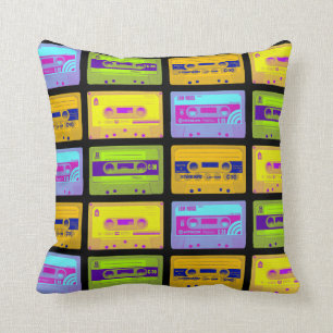 Coussin Bandes de cassettes Pop Art Retro 80s
