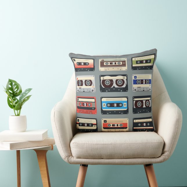 Coussin Bandes de cassettes rétro 80s (Chaise)