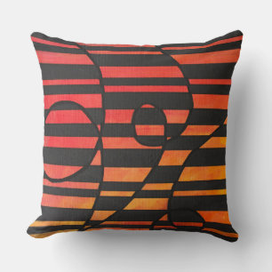 Coussin Bandes de coucher de soleil Abstraites avec formes