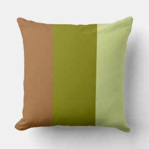 Coussin Bandes de couleur Trois nuances Brun Vert Pistache