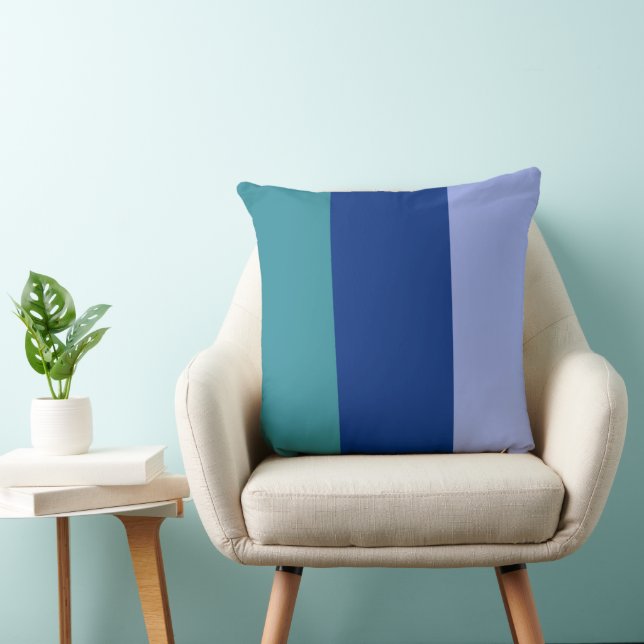 Coussin Bandes de couleur Trois nuances de bleu (Chaise)