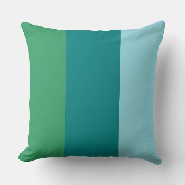 Coussin Bandes de couleur Trois nuances de bleu cyan (Recto)
