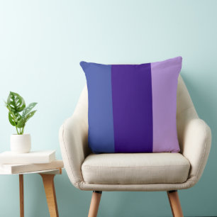 Coussin Bandes de couleur Trois nuances de bleu lilas