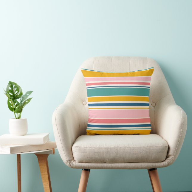 Coussin Bandes de couleurs à thème de plage (Chaise)