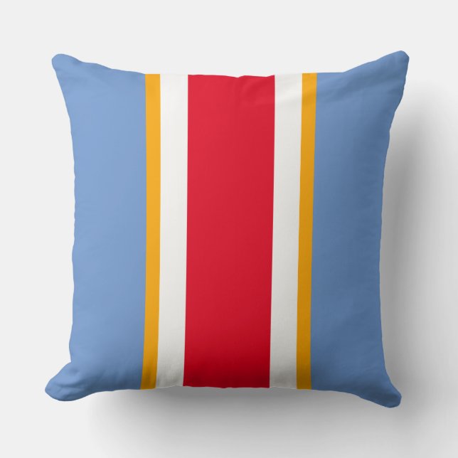 Coussin Bandes de course rouges blanches lumineuses bleues (Recto)