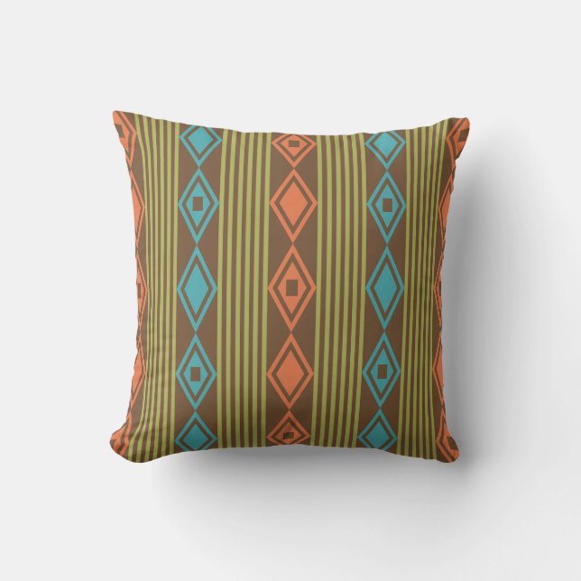 Coussin Bandes de diamants Boho Multicolores (Recto)