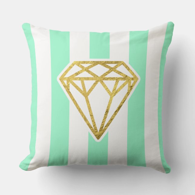 Coussin Bandes de menthe avec diamant d'huile d'or (Recto)