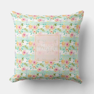 Coussin Bandes de menthe Floral Chic