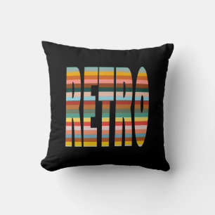 Coussin Bandes de mots rétro colorés