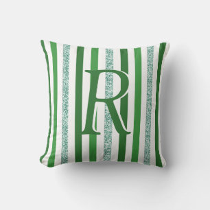Coussin Bandes de Parties scintillant argent vert Monogram