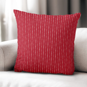 Coussin Bandes de points mignons rouge blanc