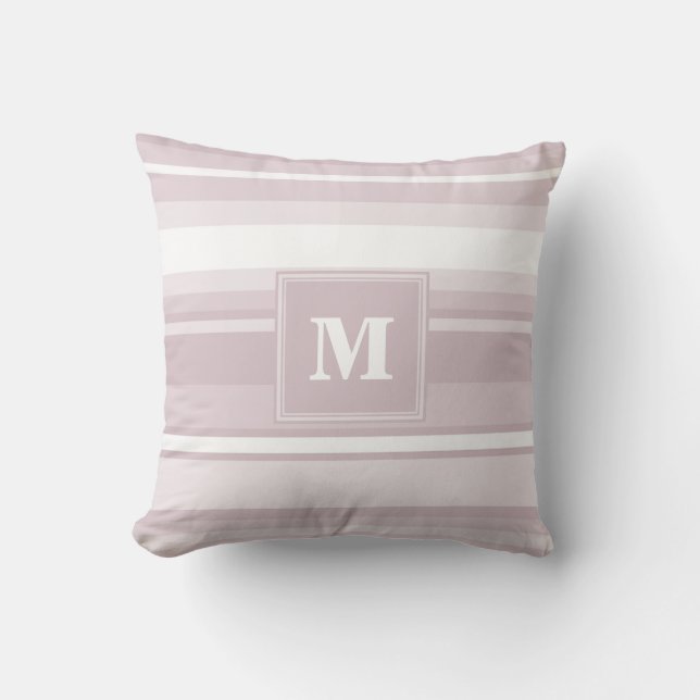 Coussin Bandes de quartz roses monogrammes (Recto)