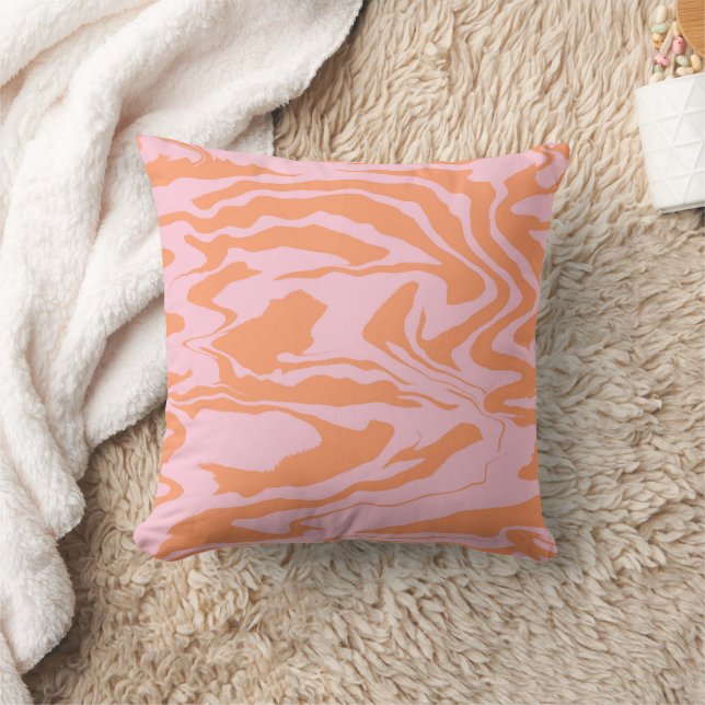 Coussin Bandes de tigres roses et orange (Couverture)