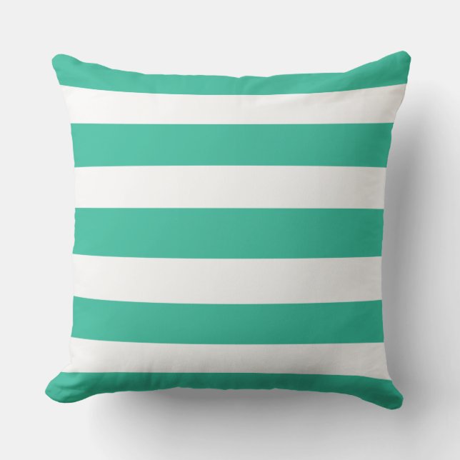 Coussin Bandes De Transats Vert Et Blanc (Recto)