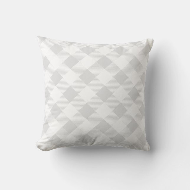 Coussin Bandes diagonales blanches gris clair classiques (Recto)