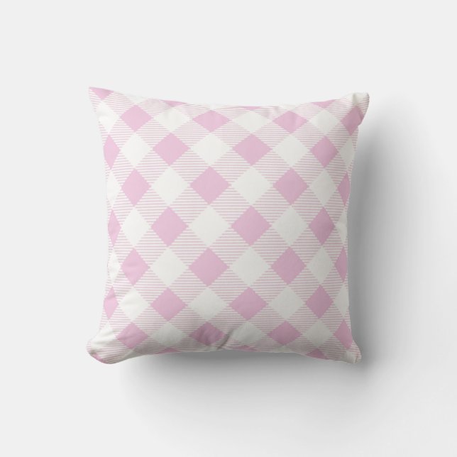 Coussin Bandes diagonales blanches roses classiques (Recto)