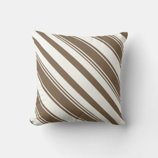 Coussin Bandes diagonales Brown et blanches foncées