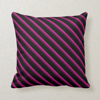 Coussin Bandes diagonales en noir et rose chaud