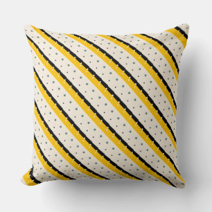 Coussin Bandes diagonales jaunes et noires