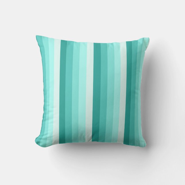 Coussin Bandes d'ombre turquoise (Recto)