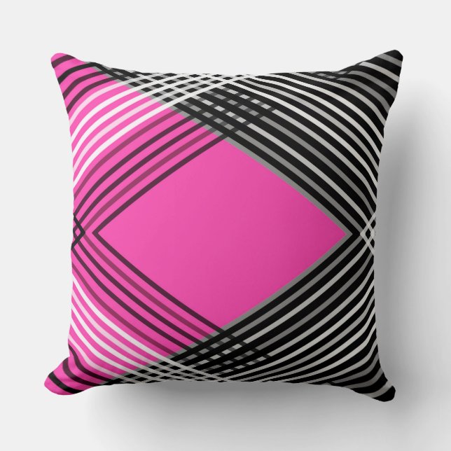 Coussin Bandes entrelacées en noir et blanc et gris sur un (Recto)